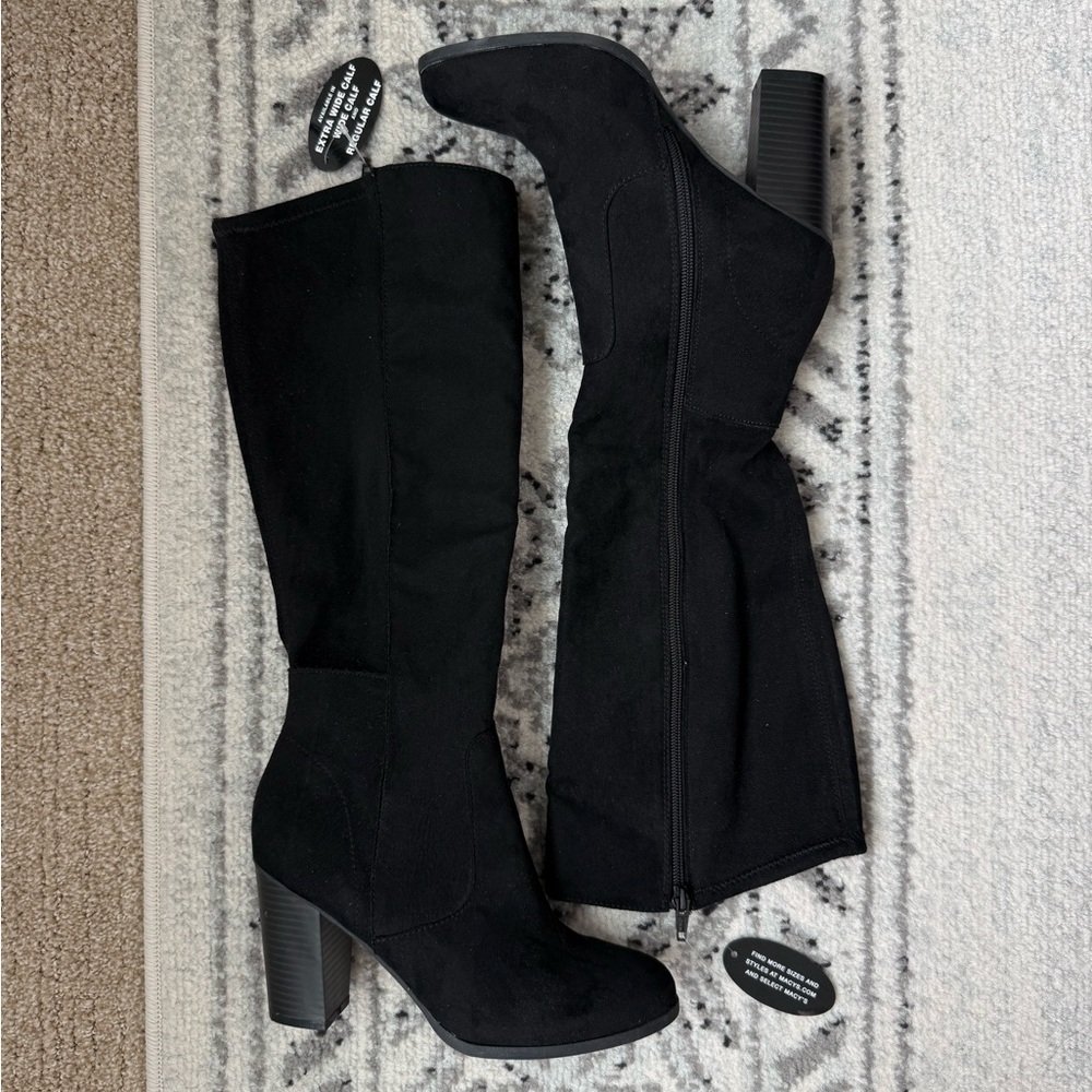 Style & Co. Womens Faux Suede Knee-High Boots Black